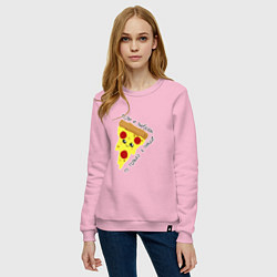 Свитшот хлопковый женский Если любовь,то только к пицце, цвет: светло-розовый — фото 2
