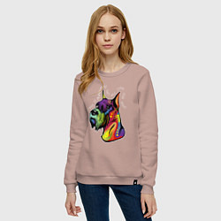 Свитшот хлопковый женский Берегись шнауцеров!, цвет: пыльно-розовый — фото 2