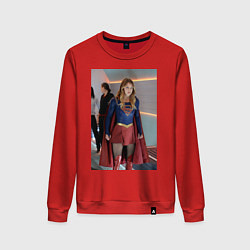 Свитшот хлопковый женский Supergirl, цвет: красный