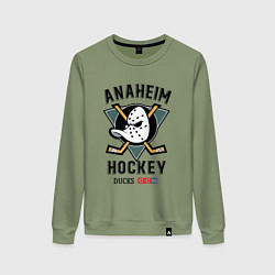 Свитшот хлопковый женский ANAHEIM DUCKS, цвет: авокадо