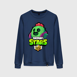 Свитшот хлопковый женский BRAWL STARS SPIKE, цвет: тёмно-синий