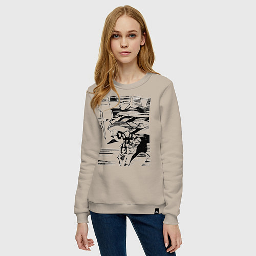Женский свитшот Ева Евангелион / Миндальный – фото 3
