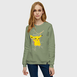 Свитшот хлопковый женский Pikachu, цвет: авокадо — фото 2