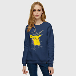 Свитшот хлопковый женский Pikachu, цвет: тёмно-синий — фото 2