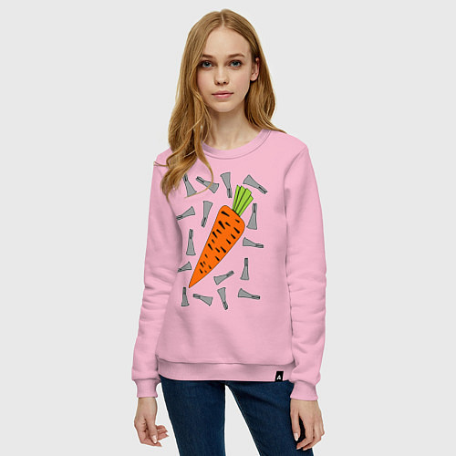 Женский свитшот Морковка кролика / Светло-розовый – фото 3