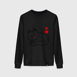 Свитшот хлопковый женский Ласковый котик, цвет: черный