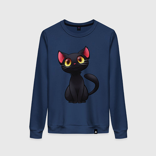 Женский свитшот Черный котенок / Тёмно-синий – фото 1