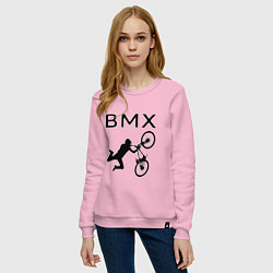 Свитшот хлопковый женский Велоспорт BMX Z, цвет: светло-розовый — фото 2