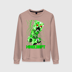 Свитшот хлопковый женский MINECRAFT CREEPER, цвет: пыльно-розовый