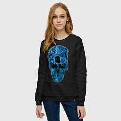 Свитшот хлопковый женский Skull - illusion, цвет: черный — фото 2