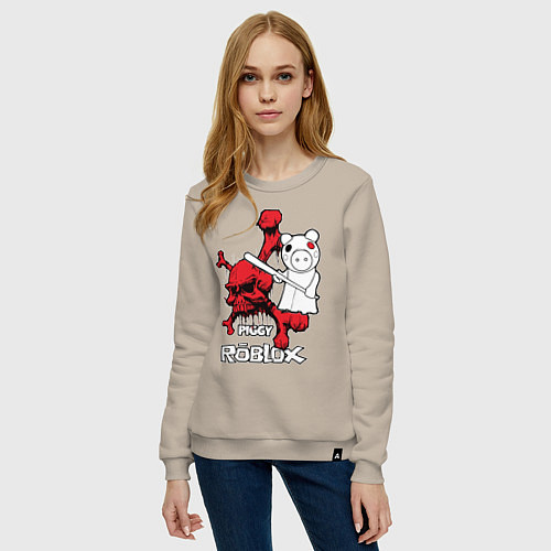 Женский свитшот Свинка Пигги из Roblox / Миндальный – фото 3