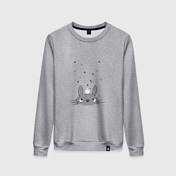 Свитшот хлопковый женский Любопытный Тоторо и Сажа, цвет: меланж