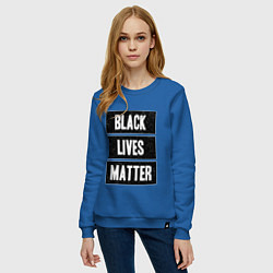 Свитшот хлопковый женский Black lives matter Z, цвет: синий — фото 2