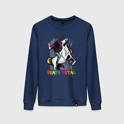 Свитшот хлопковый женский Death Metal Unicorn, цвет: тёмно-синий