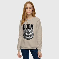 Свитшот хлопковый женский КАКОДЕМОН DOOM Z, цвет: миндальный — фото 2