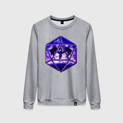 Свитшот хлопковый женский DnD, d20, Dragon, Дракон, ДнД, цвет: меланж