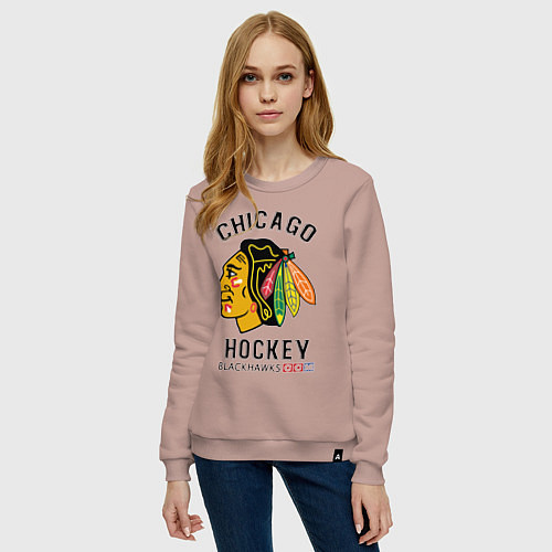 Женский свитшот CHICAGO BLACKHAWKS NHL / Пыльно-розовый – фото 3