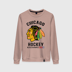 Свитшот хлопковый женский CHICAGO BLACKHAWKS NHL, цвет: пыльно-розовый