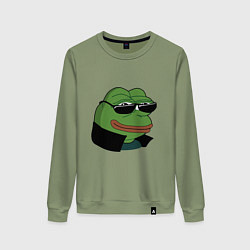 Свитшот хлопковый женский Pepe в очках EZ, цвет: авокадо