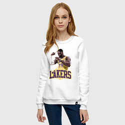 Свитшот хлопковый женский LeBron - Lakers, цвет: белый — фото 2