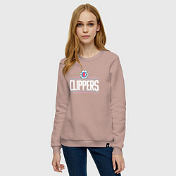 Свитшот хлопковый женский Los Angeles Clippers, цвет: пыльно-розовый — фото 2