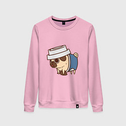 Свитшот хлопковый женский Кофейный мопс, цвет: светло-розовый