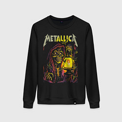 Свитшот хлопковый женский Metallica - скелет со свечой, цвет: черный
