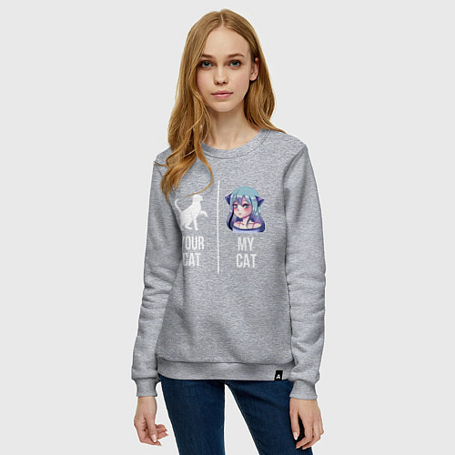 Женский свитшот Твоя кошка, моя кошка / Меланж – фото 3
