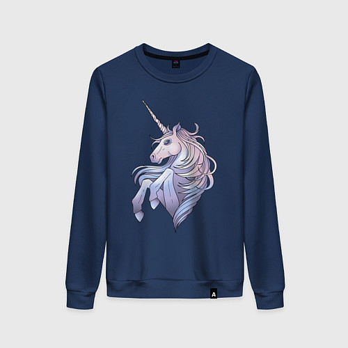 Женский свитшот Красивый единорог / Тёмно-синий – фото 1