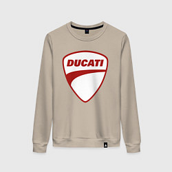 Свитшот хлопковый женский Ducati Logo Дукати Лого Z, цвет: миндальный