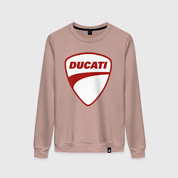 Свитшот хлопковый женский Ducati Logo Дукати Лого Z, цвет: пыльно-розовый