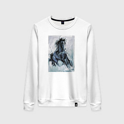 Свитшот хлопковый женский Лошадь арт, цвет: белый
