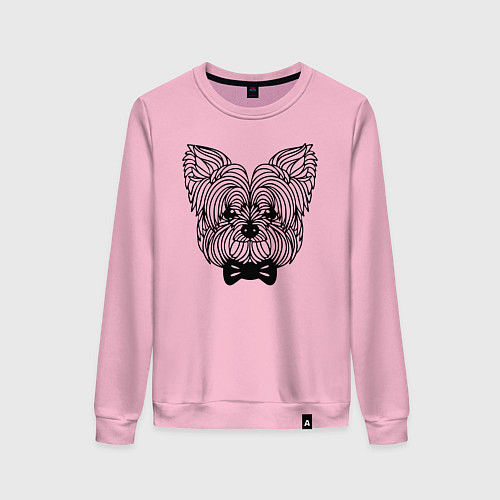 Женский свитшот Йоркширский терьер с бантом / Светло-розовый – фото 1