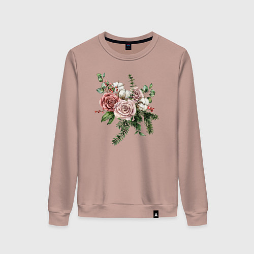Женский свитшот Букет роз / Пыльно-розовый – фото 1