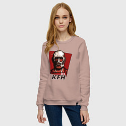 Свитшот хлопковый женский KFH - Kentucky Fried Human, цвет: пыльно-розовый — фото 2