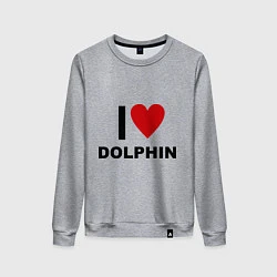 Свитшот хлопковый женский I love Dolphin, цвет: меланж