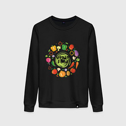 Свитшот хлопковый женский Еда веганов, цвет: черный
