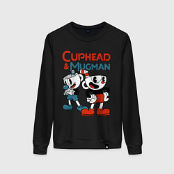 Свитшот хлопковый женский Cuphead & Mugman, цвет: черный
