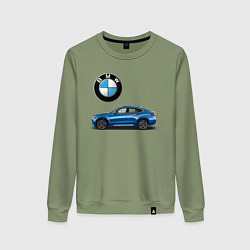 Свитшот хлопковый женский BMW X6, цвет: авокадо