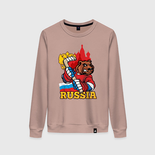 Женский свитшот Хоккей Россия / Пыльно-розовый – фото 1
