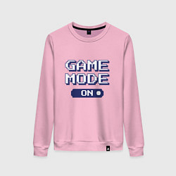 Свитшот хлопковый женский Game Mode On Пиксель арт, цвет: светло-розовый