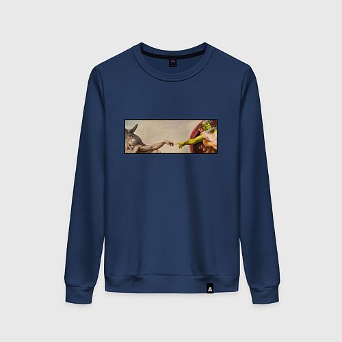 Женский свитшот Шрек: Сотворение ослика / Тёмно-синий – фото 1