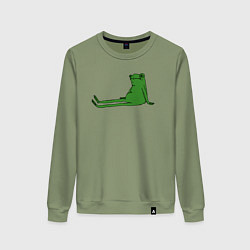 Свитшот хлопковый женский Лягушка приуныла, цвет: авокадо