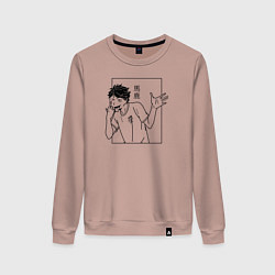 Свитшот хлопковый женский Ойкава Тоору Haikyuu, цвет: пыльно-розовый