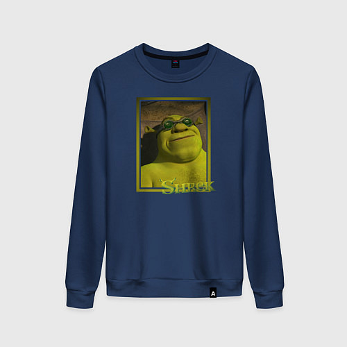Женский свитшот Шрек в очках / Тёмно-синий – фото 1