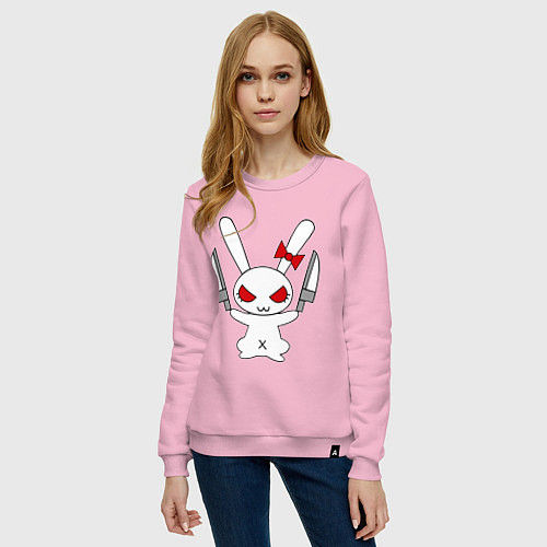 Женский свитшот Зайка с ножами / Светло-розовый – фото 3