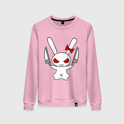 Свитшот хлопковый женский Зайка с ножами, цвет: светло-розовый