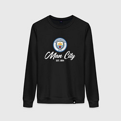 Свитшот хлопковый женский MAN CITY EST 1894, цвет: черный