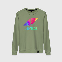 Свитшот хлопковый женский AVICII RAIBOW, цвет: авокадо