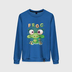 Свитшот хлопковый женский Funny frog, цвет: синий